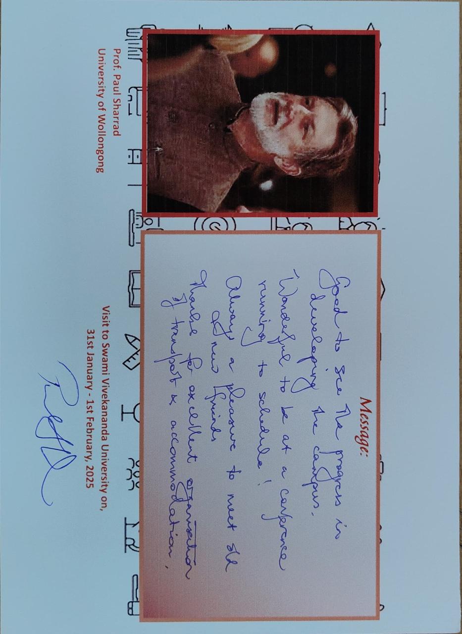 An appreciation received by Swami Vivekananda University